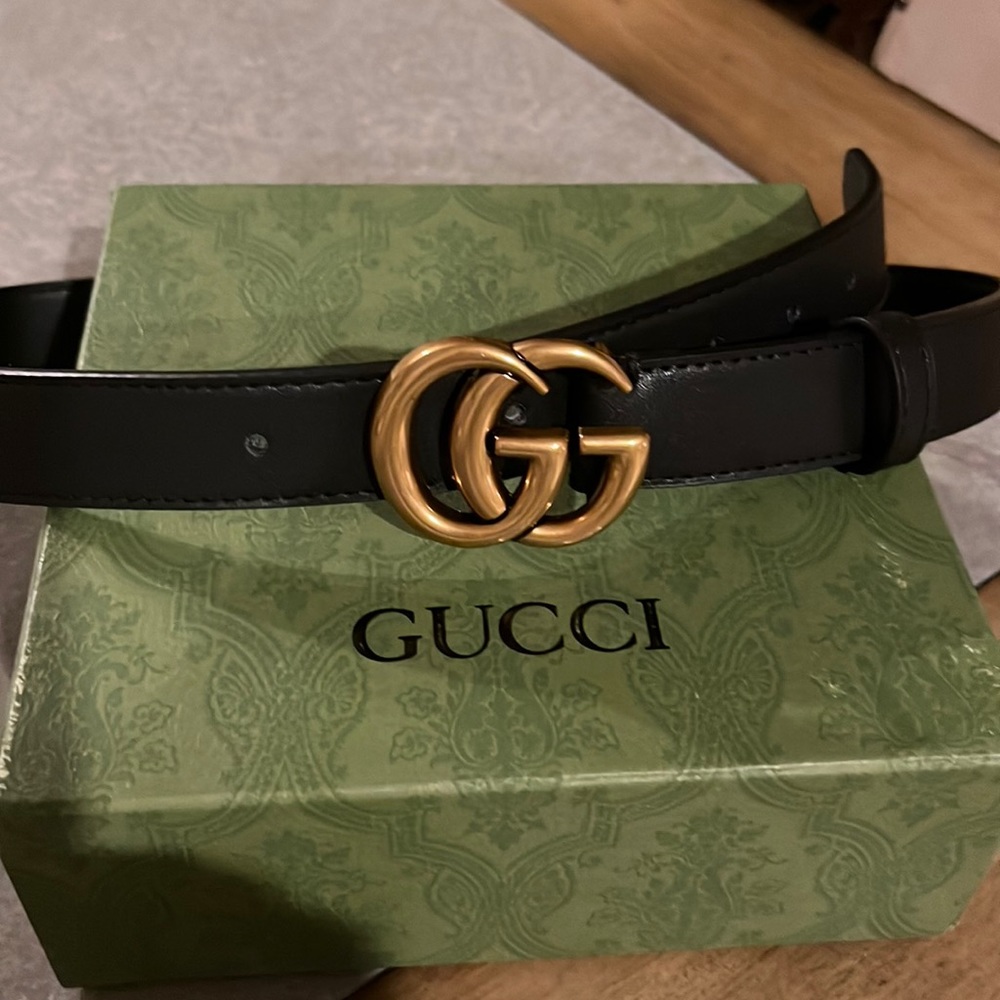 Gucci unisex marmont black leather belt